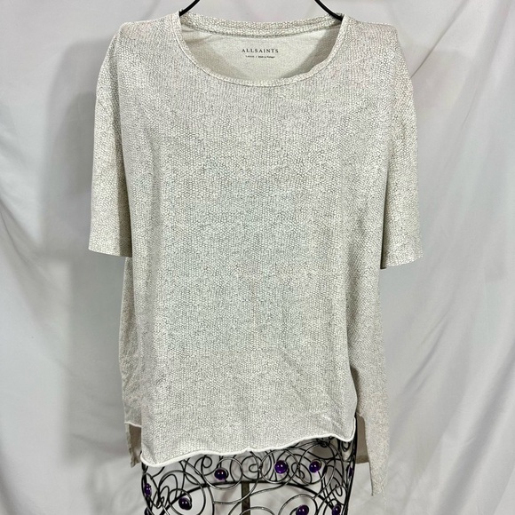 Allsaints white animal print high low tee size L - Picture 1 of 5